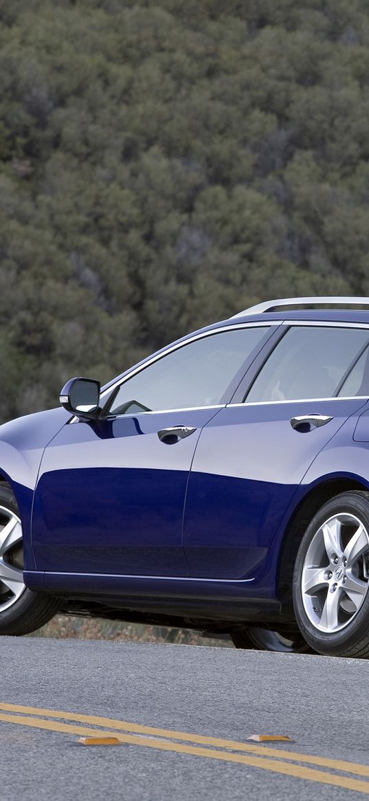 acura, tsx, 2010, blue, side view, style, cars, nature, forest