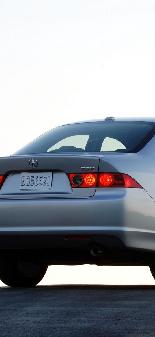 acura, tsx, 2006, gray metallic, rear view, style, cars, asphalt