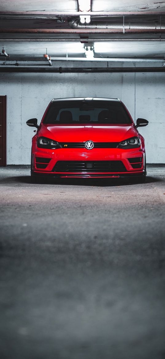 volkswagen scirocco, volkswagen, red auto, auto, garage