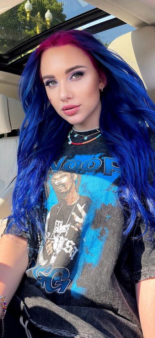 mia, boika, tik toker, blogger, tik tok, girl, blue hair