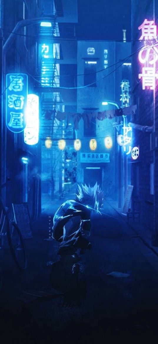 digital art, men, city, futuristic, night, neon, science fiction