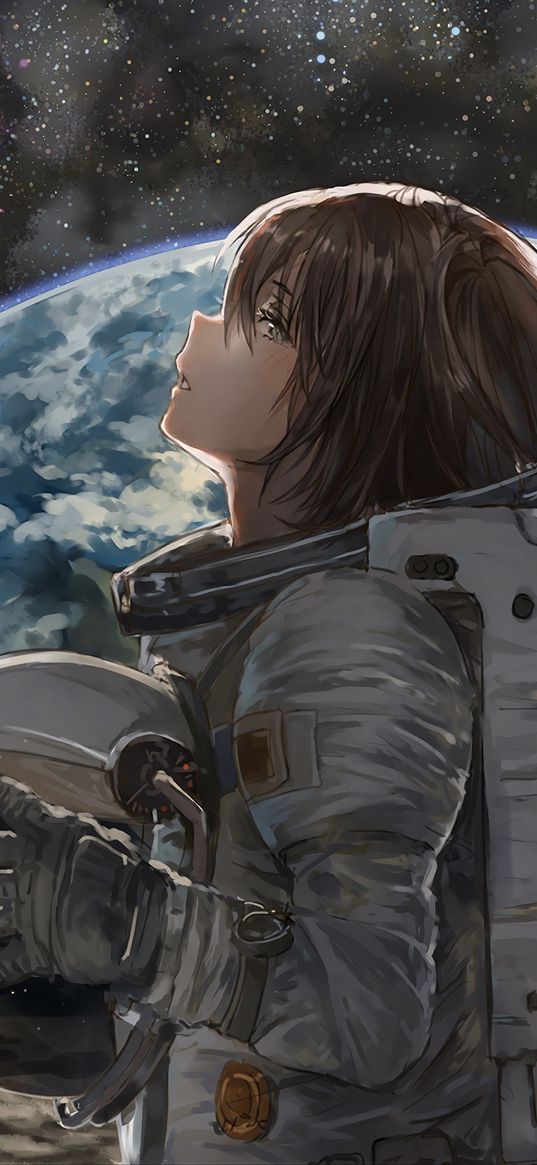 space, earth, anime, girl, spaceman