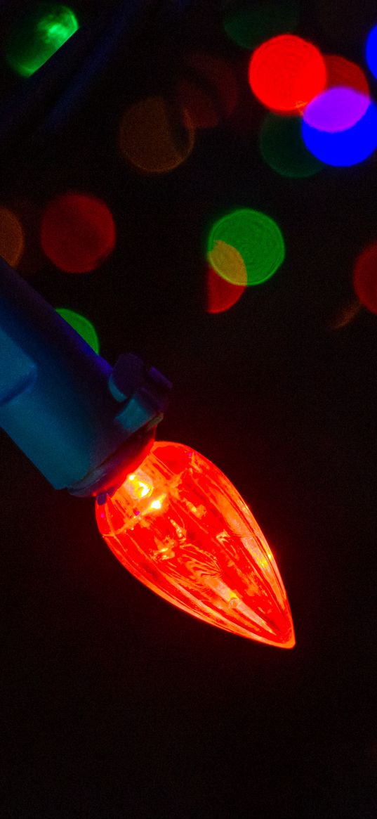 garland, light bulb, light, bokeh, colorful, dark