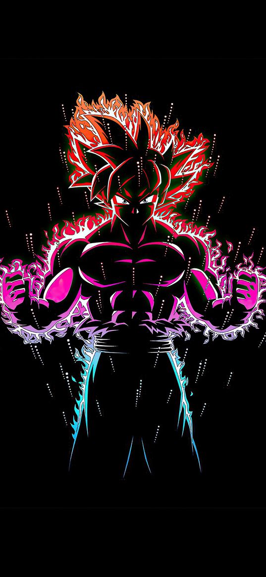 dragon ball, son goku, anime, art, black background