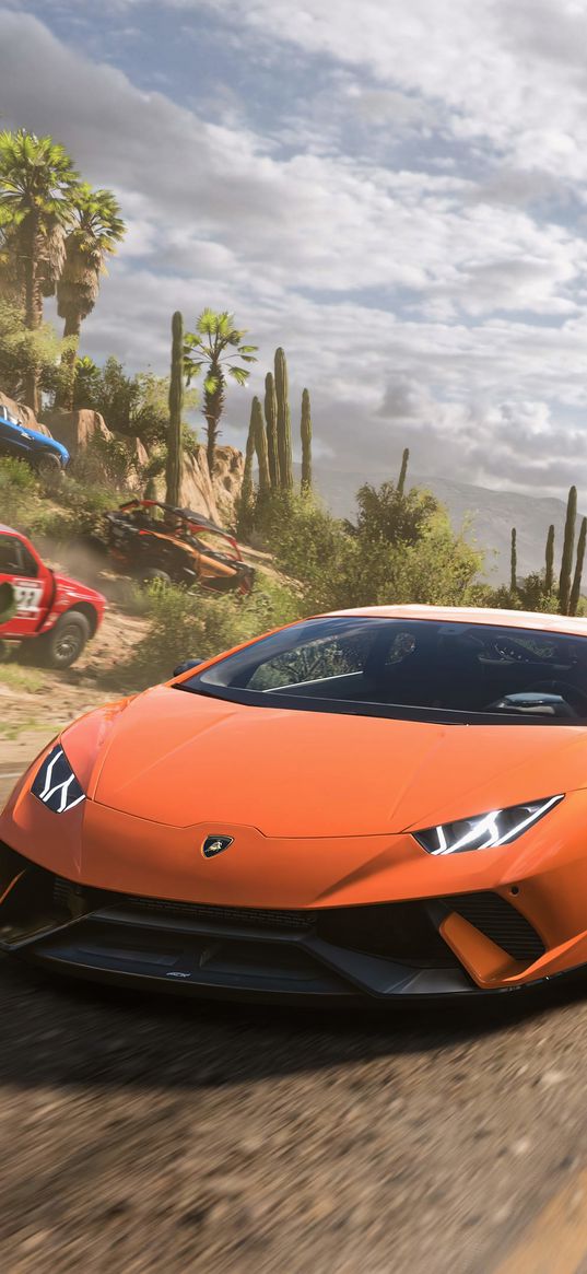 forza, game, rally, lamborghini aventador, lamborgini, auto, orange auto