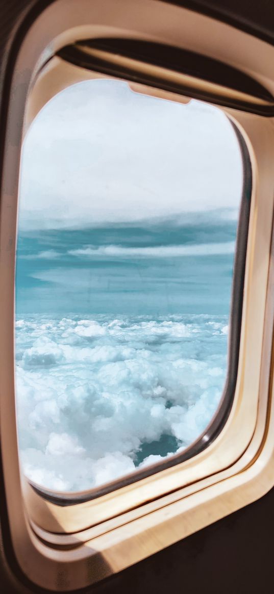 blue sky, plane, clouds