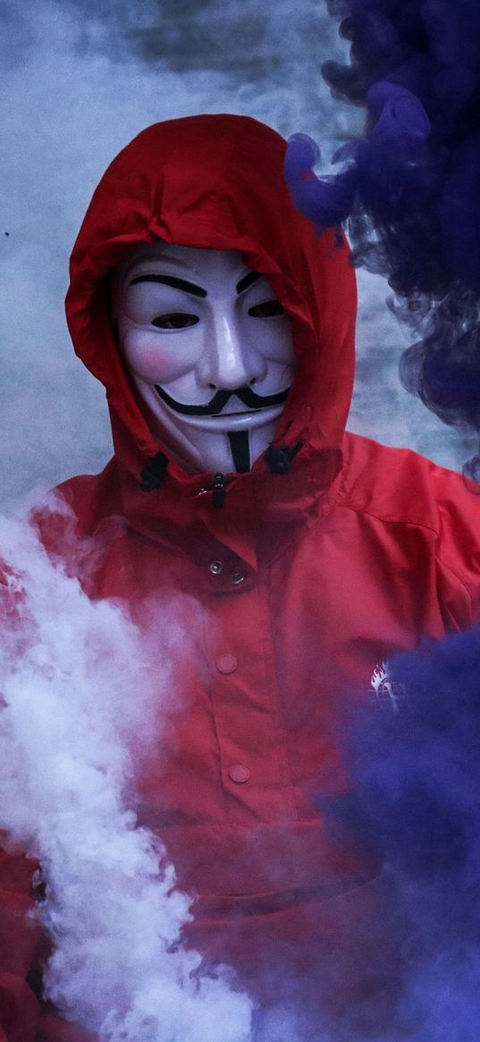 anonymous, smoke, hood, red