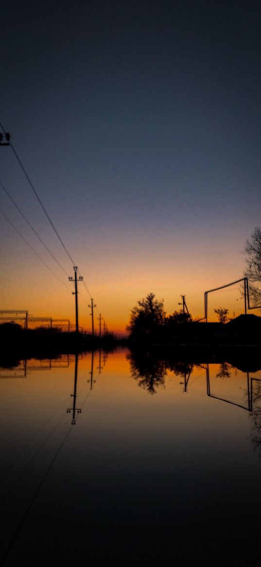 sunset, dark wallpaper, reflection