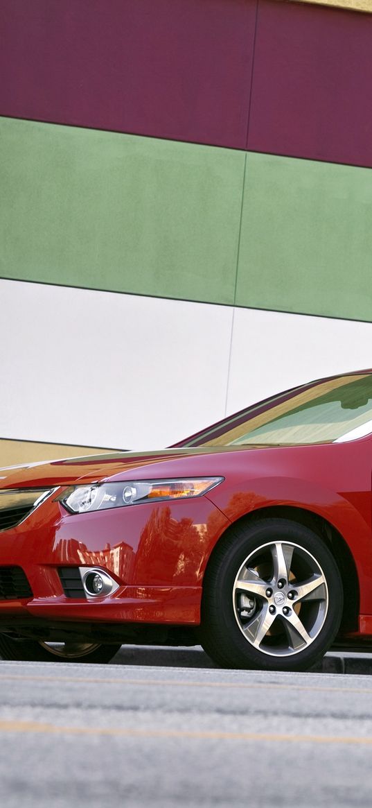 acura, tsx, 2011, red, side view, style, cars, walls, asphalt