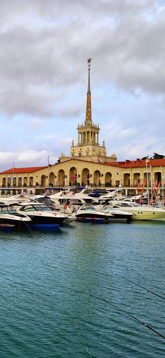 sochi, yachts, sea, pier, building, city