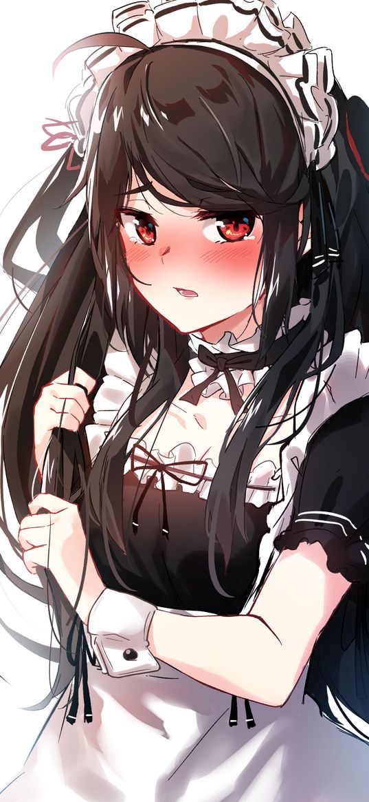 girl, maid, embarrassment, anime