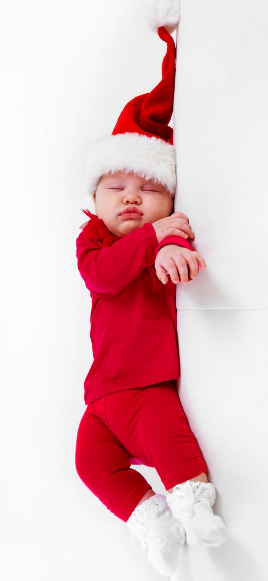 baby, christmas, sleep, red suit