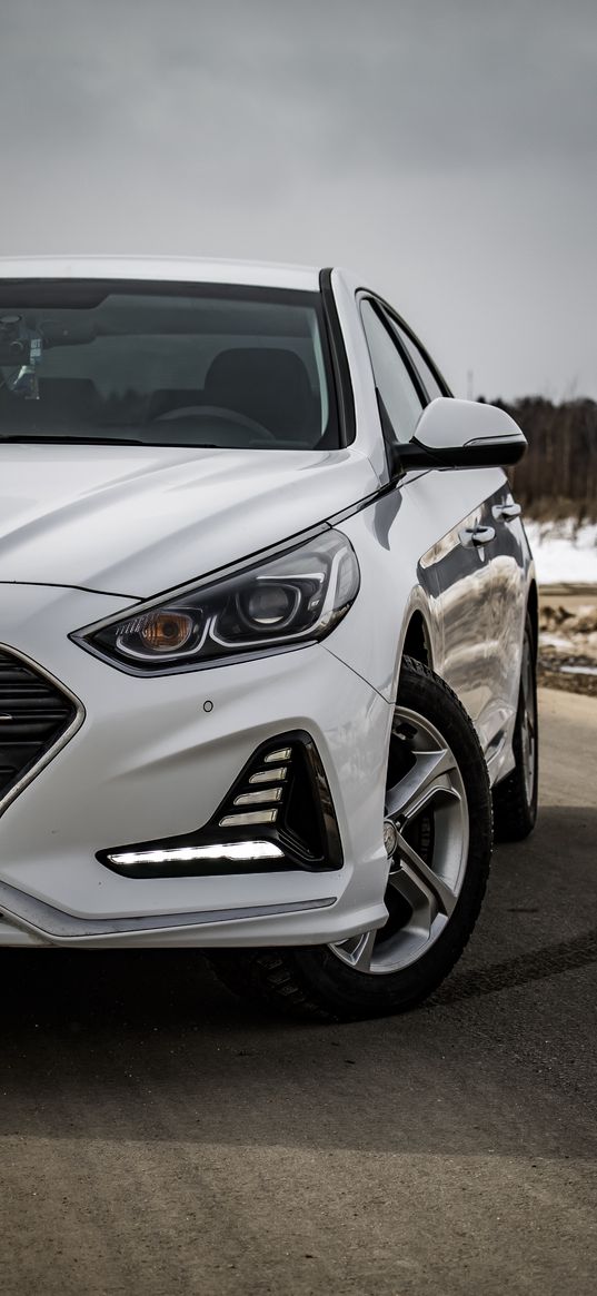 hyundai, sonata, car, white