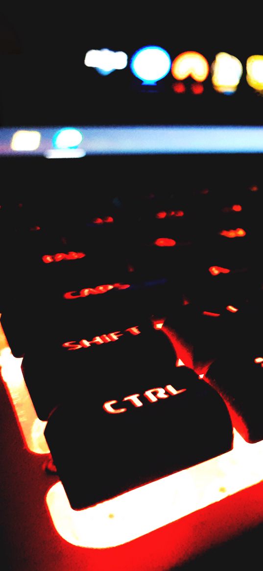 keyboard, backlight, laptop, dark, neon, red