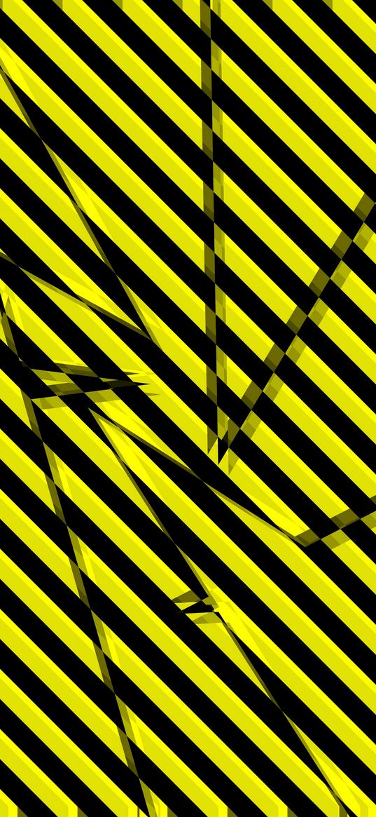 shards, broken, stripes, yellow, black, abstraction