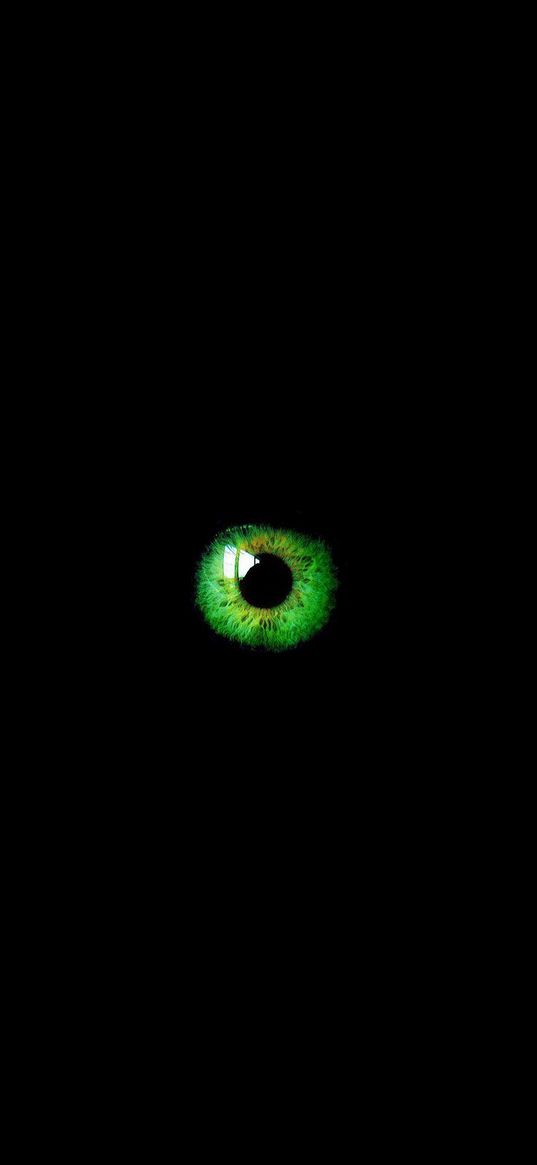 eye, green eyes, black background, glance