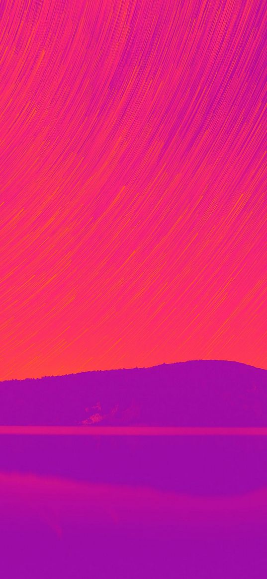 pink background, art, hill, sky, stars