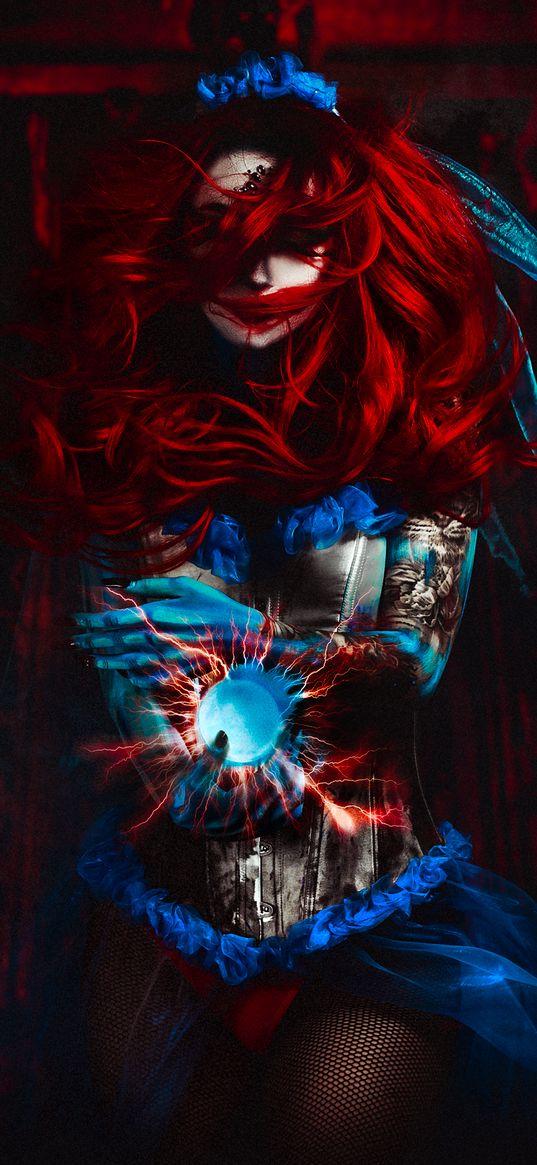 girl, red hair, witch, magic