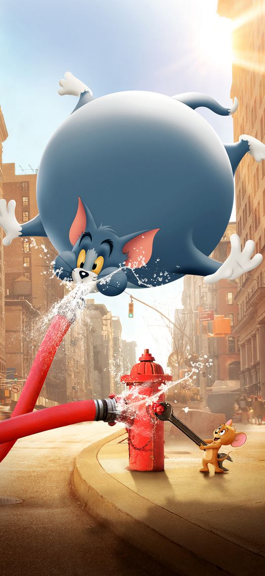 tom and jerry, cartoon, hydrant, tom, jerry