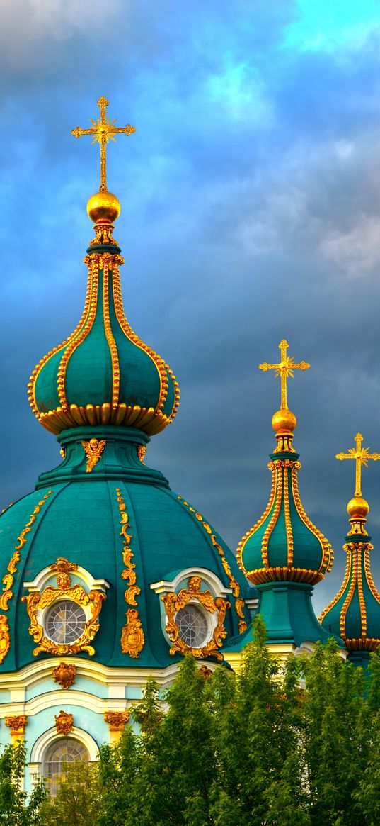 ukraine, kiev, church, st.andrew's church, clouds, overcast