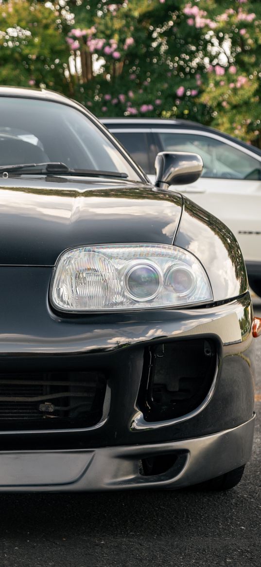 toyota supra, toyota, car, black, front view