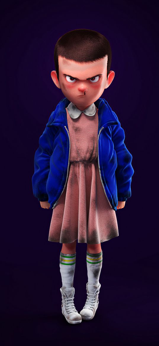 stranger things, eleven, series, art, girl, anger