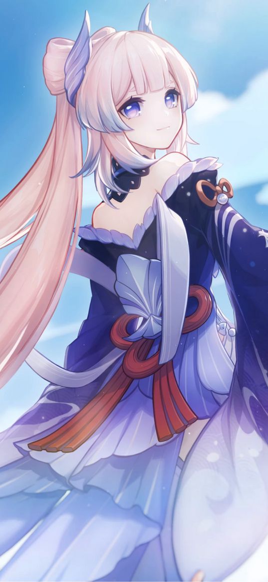 genshin impact, kokomi, game, anime, blue
