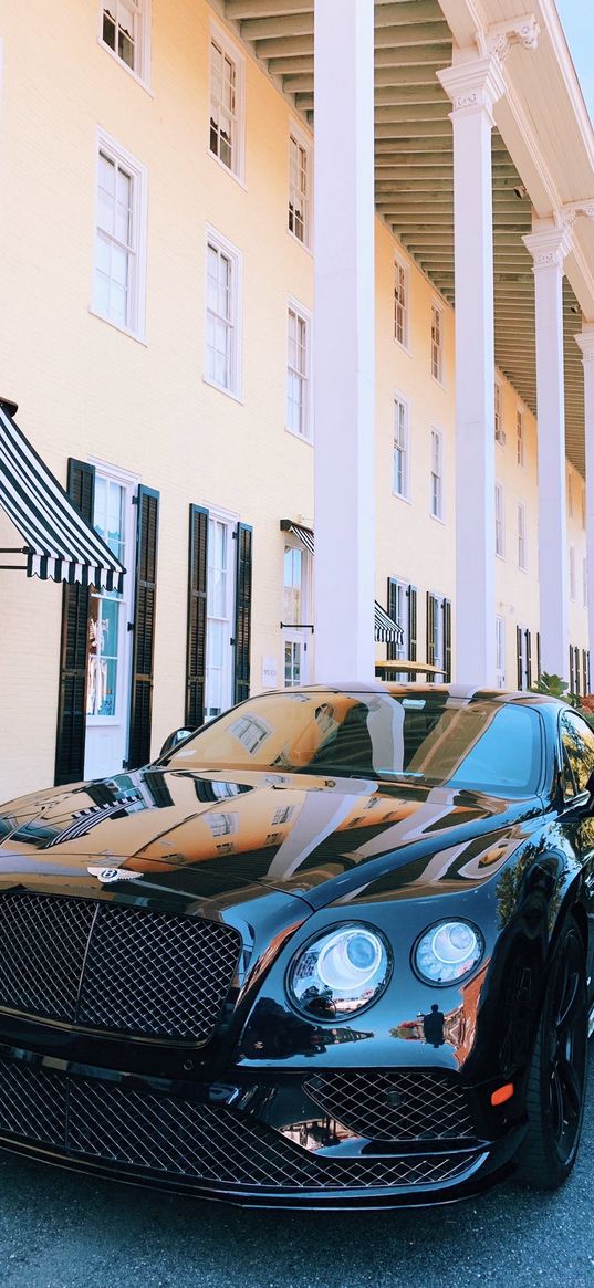 bentley, black car, front view