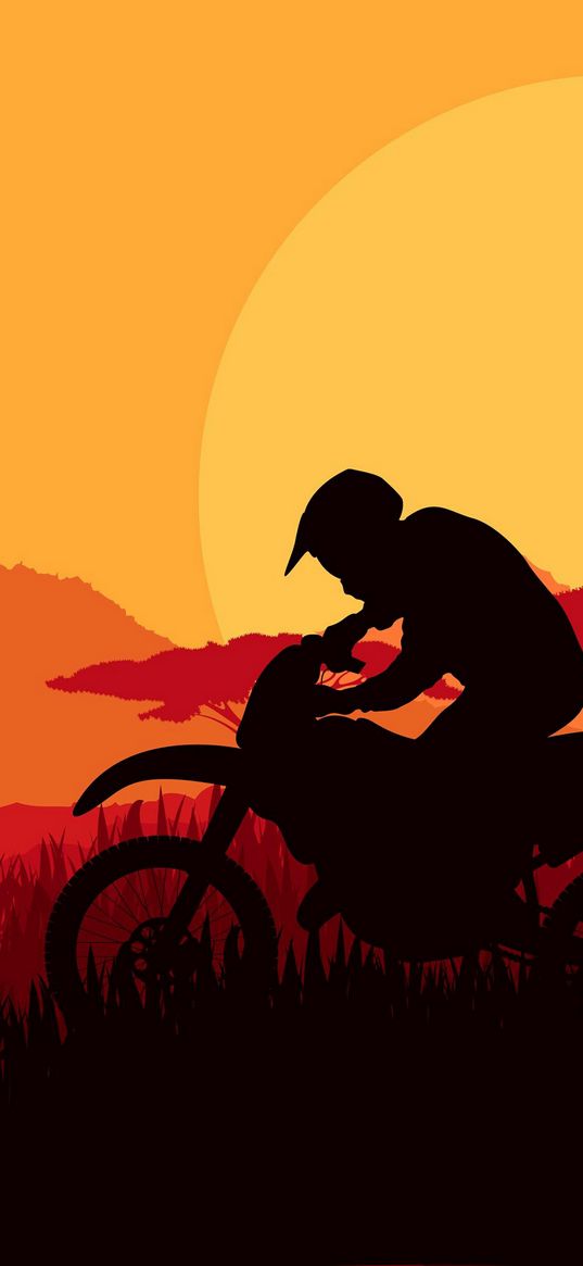 bike, ride, travels, shadow, sunset