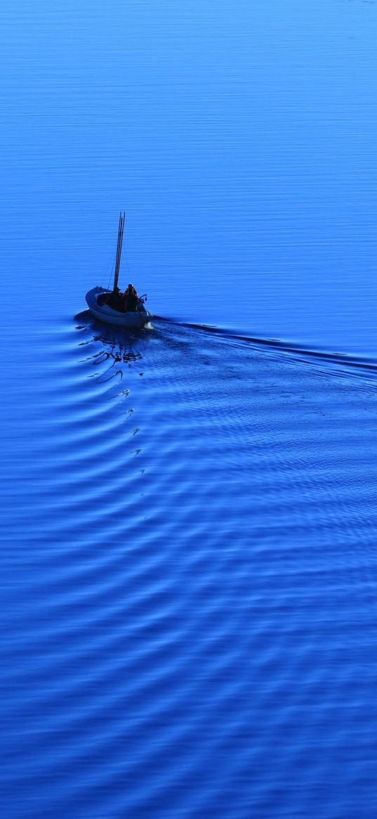 sea, boat, surface, blue background