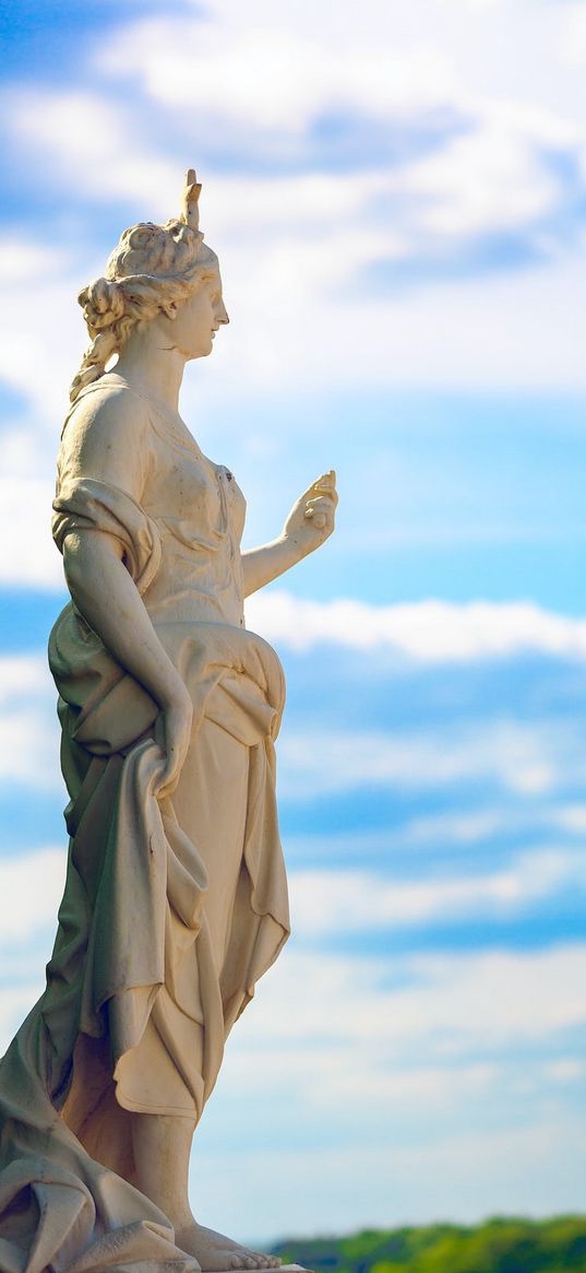 statue, architecture, sky, white, blue