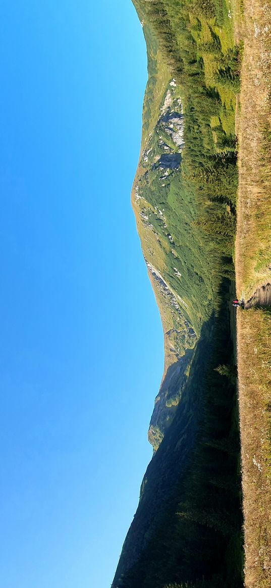 blue sky, trail, mountains, nature, travel