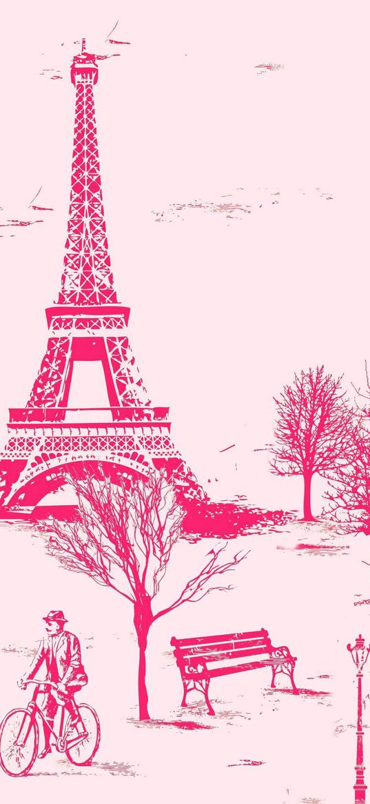 pink background, drawing, paris, art