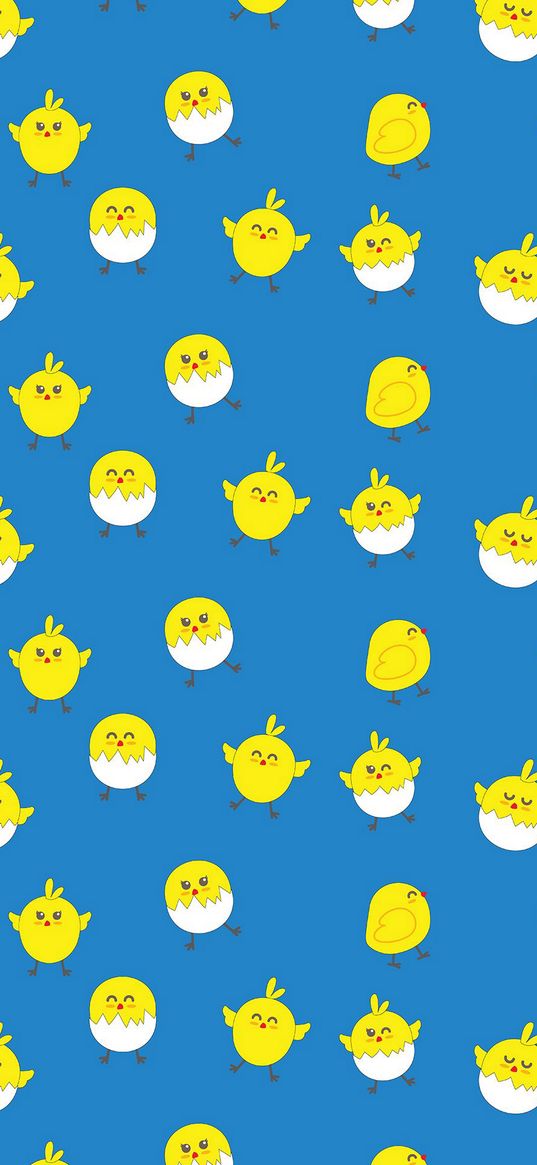 wallpaper, chickens, blue background