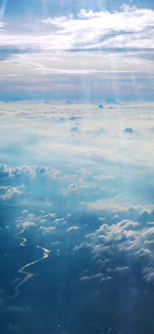 clouds, flight, sunlight