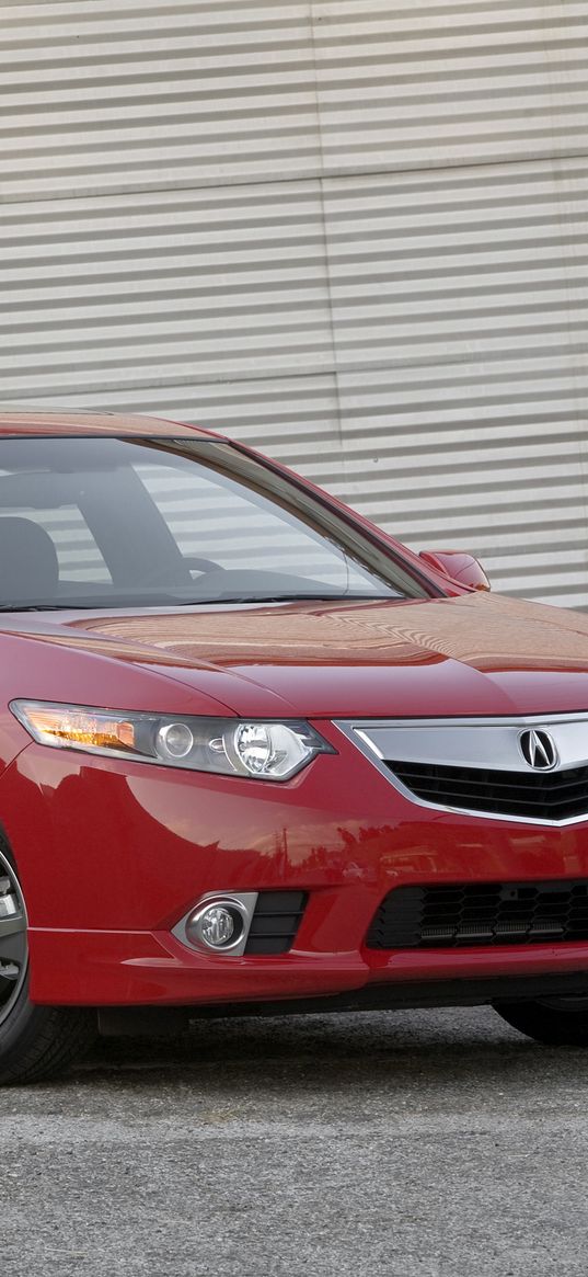 acura, tsx, 2011, red, side view, style, cars, walls, asphalt