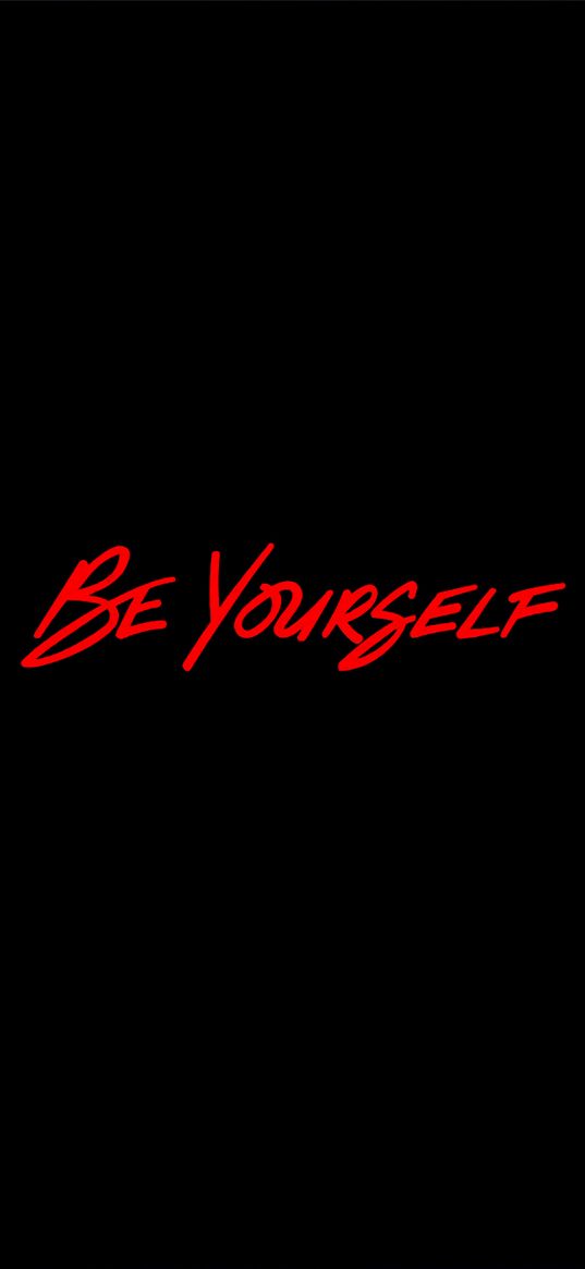 phrase, be yourself, motivation, inscription, red