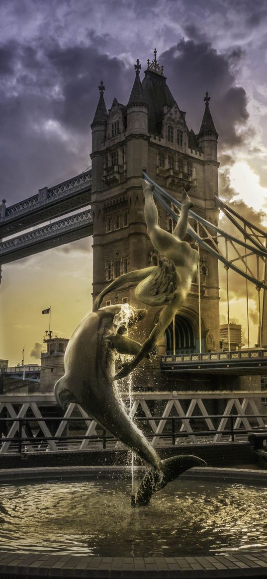 london, england, bridge, fountain