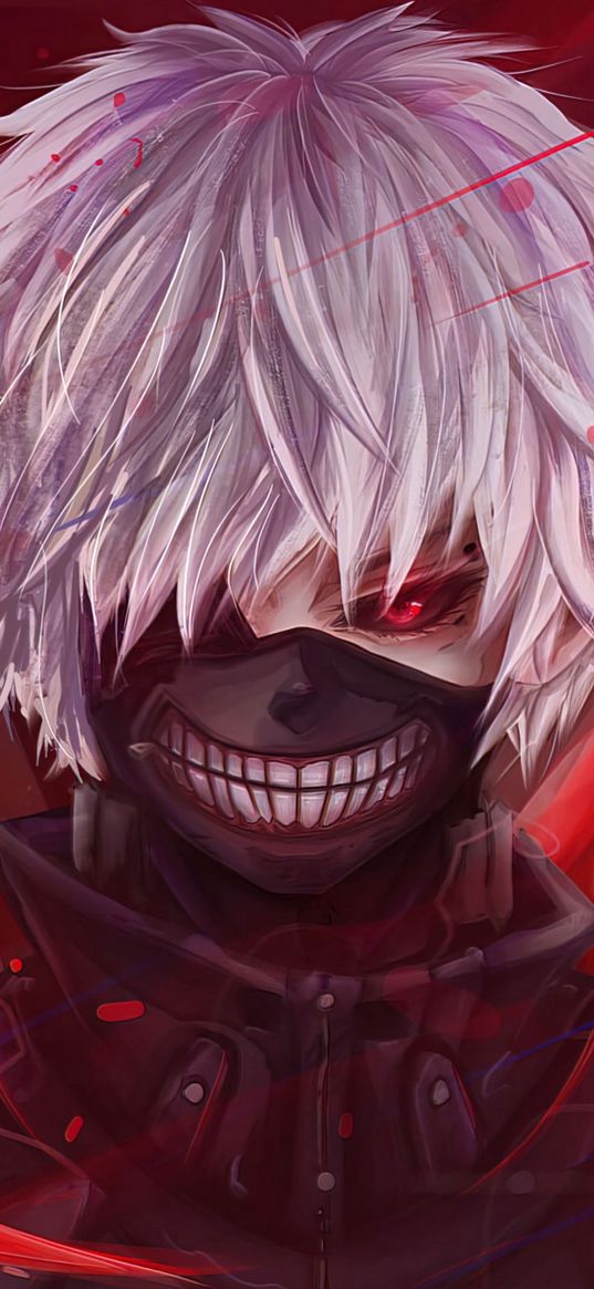 guy, anime, white hair, mask, character, tokyo ghoul, kaneki ken