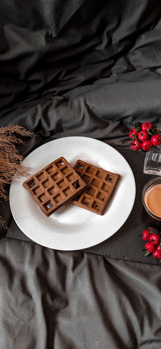 waffles, food, coffee, breakfast