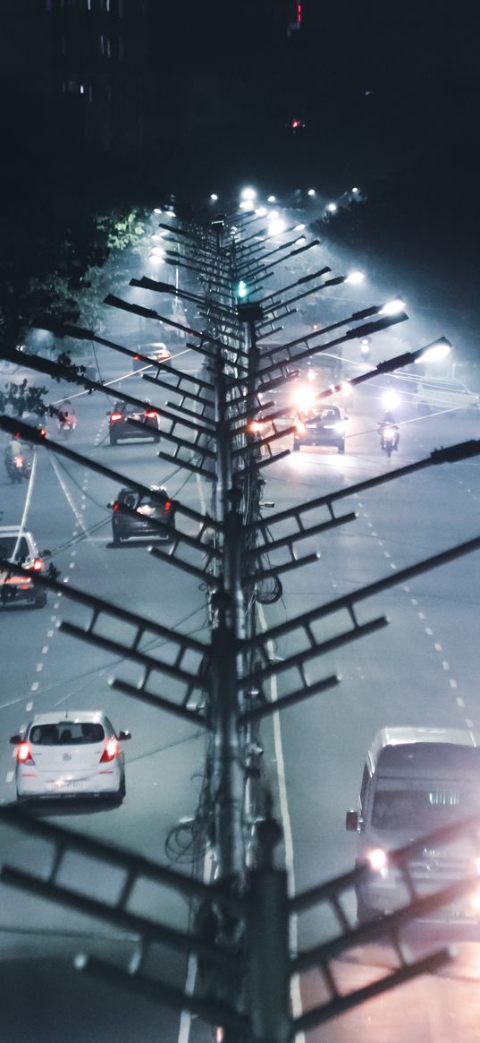 india, chennai, lights, road, streetlights, cars, night