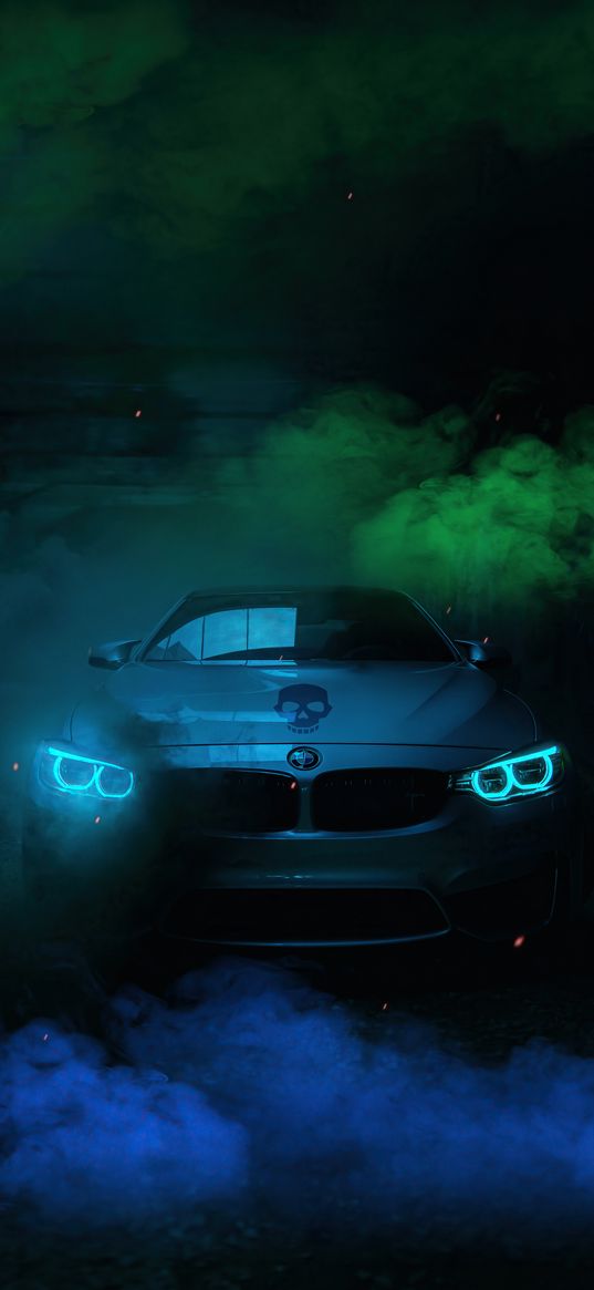 bmw, auto, smoke, headlights