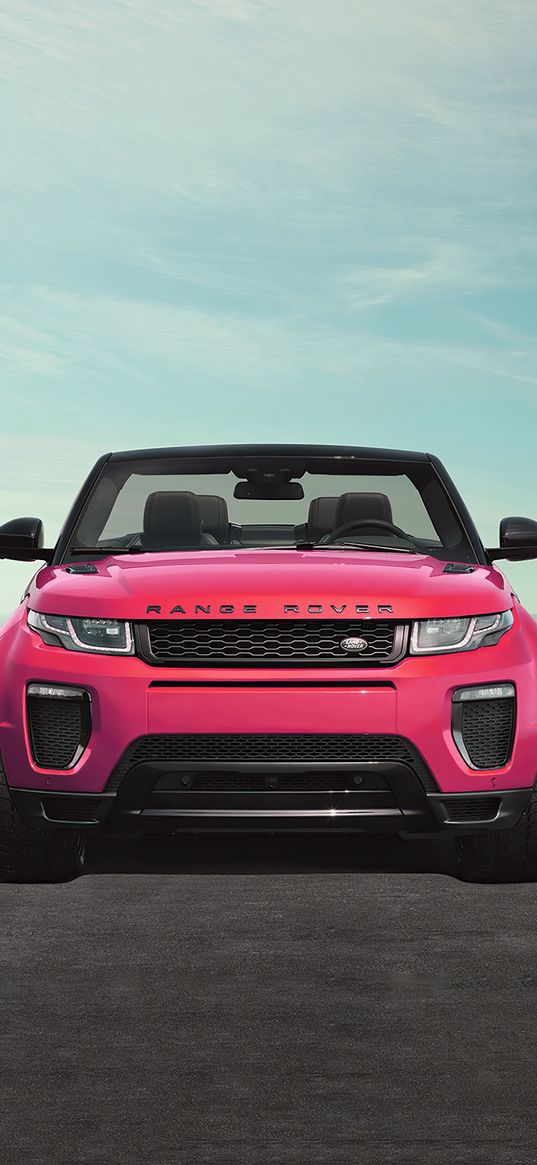 range rover, car, bright color, sky, pink