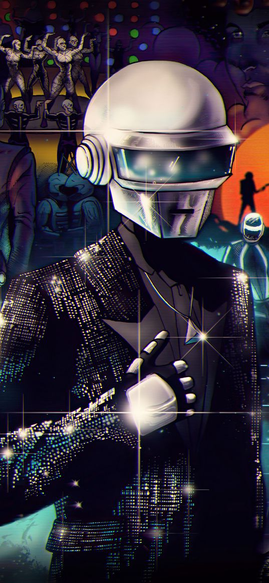 daft punk, man, helmet, shine, art