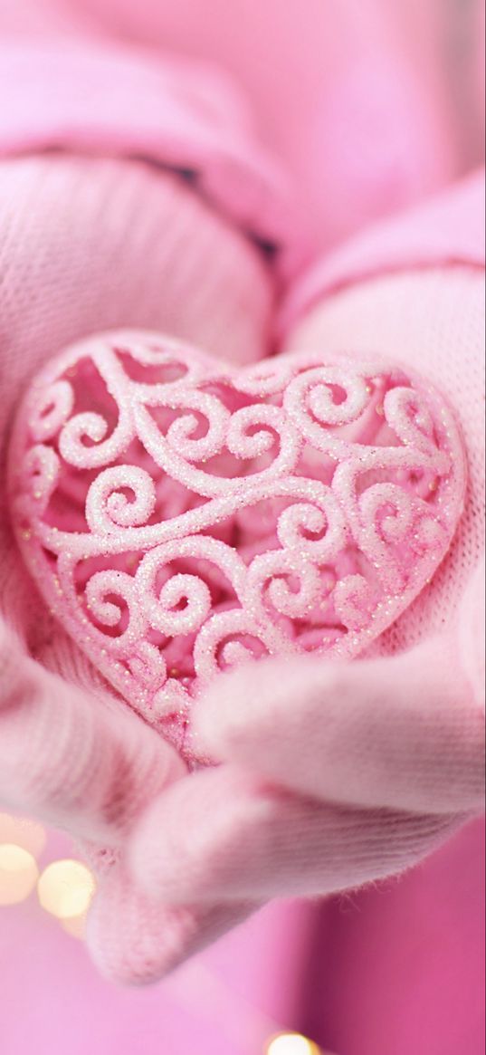 heart, hands, mittens, pink