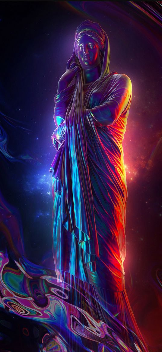 statue, purple, blue, fantasy