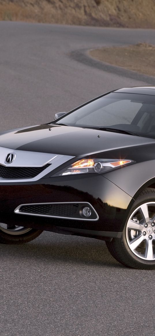 acura, zdx, 2009, black, side view, style, cars, trees, asphalt