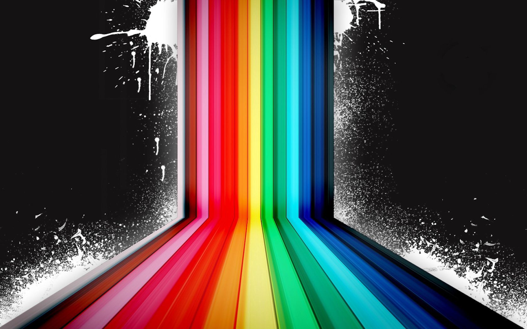 rainbow, black background, vector