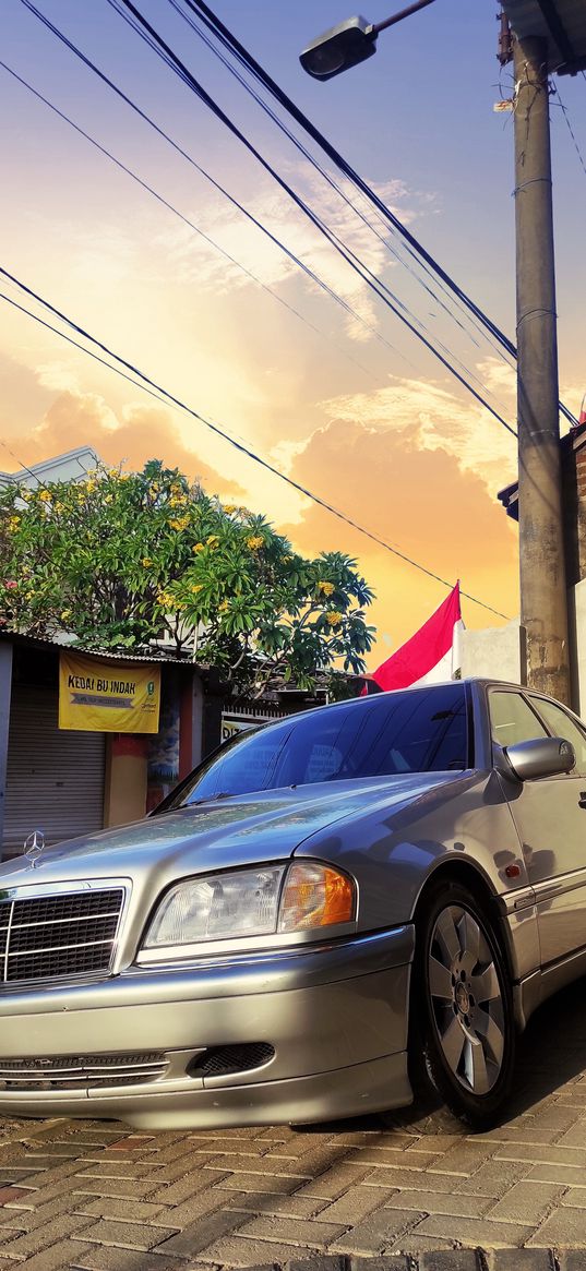 mercedes-benz, sunset, indonesia, car