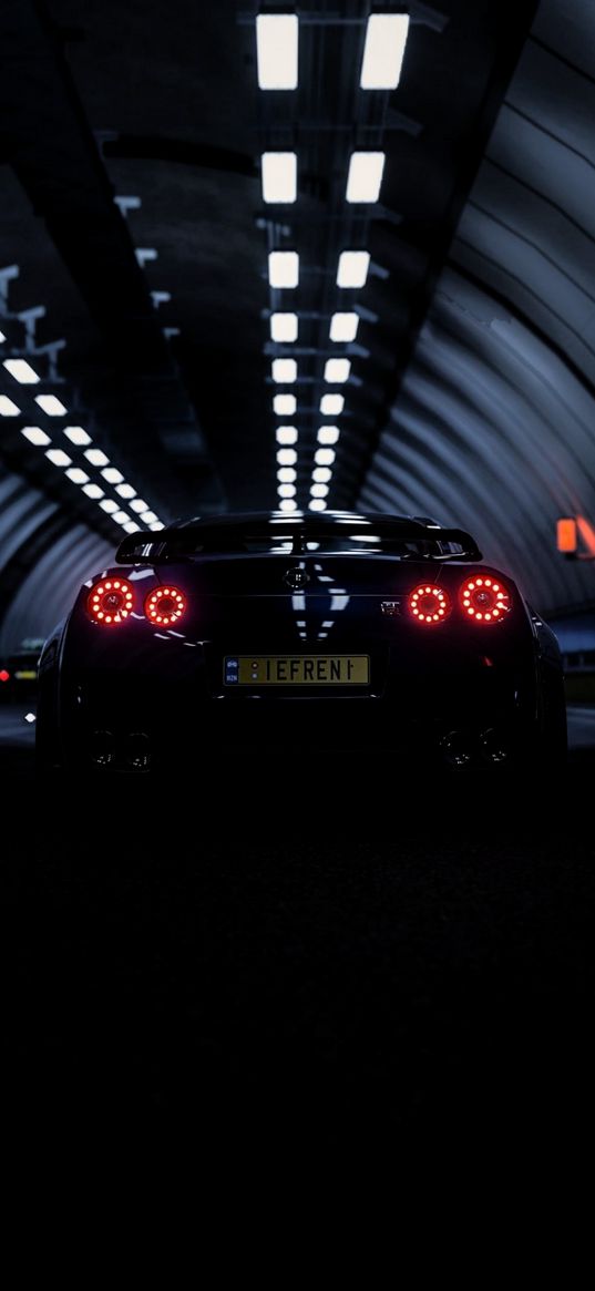 nissan gtr r35, nissan, auto, rear lights, red light